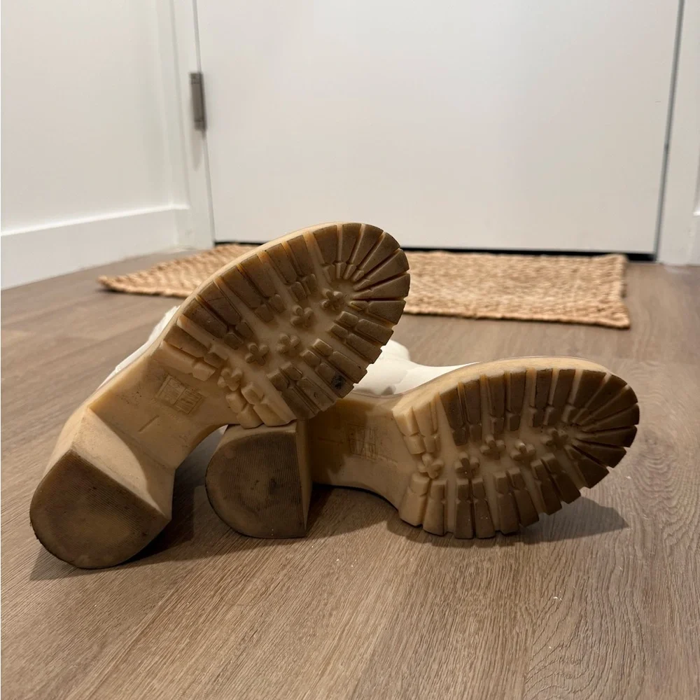 Dolce Vita Cream Platform Block-Heel Ankle Boots